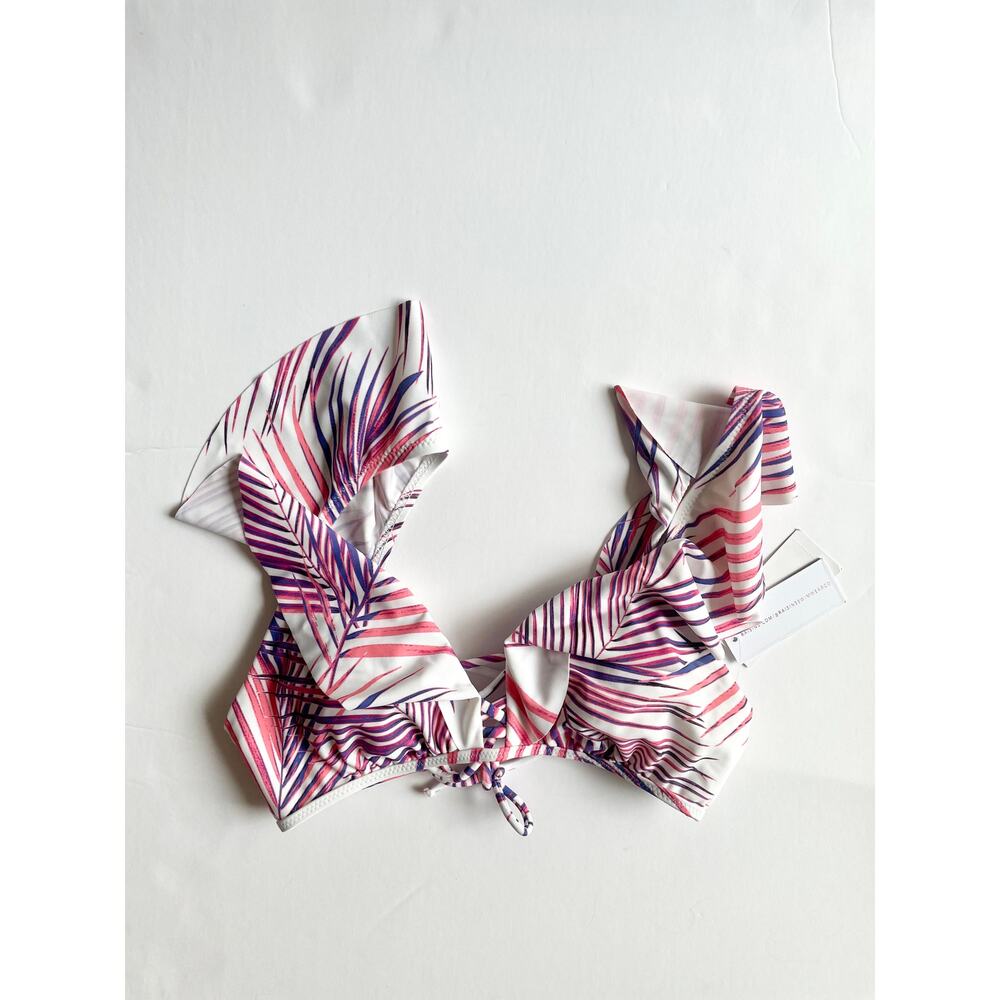 Raisins Bali Palisades Ruffled Bikini Top White Multi Small New - Picture 5 of 5